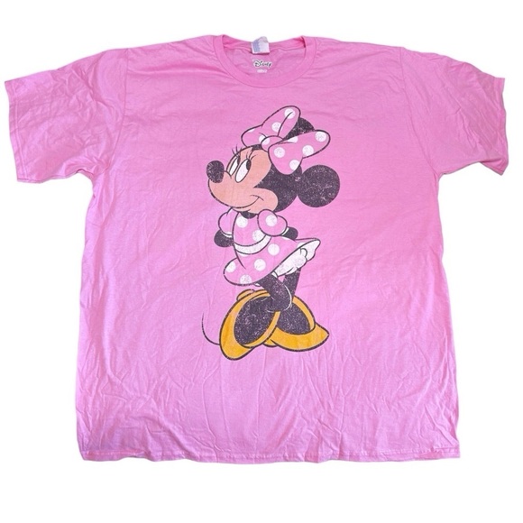 Disney Minnie Mouse Graphic Tee in Pink Size XLARGE 100% Cotton - Picture 6 of 6